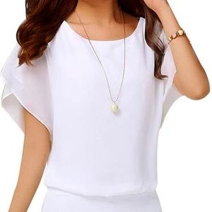 VIISHOW Women's Loose Casual Short Sleeve Chiffon Top T-Shirt Blouse